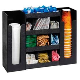 Dispense Rite Cup Lid & Condiment Organizer 6 Sections Black - DLCO-5BT DLCO-5BT