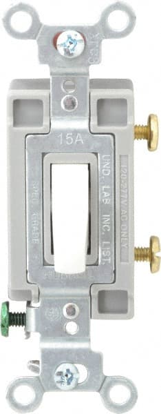 1 Pole, 120 to 277 VAC, 15 Amp, Commercial Grade Toggle Wall Switch MPN:CS115W