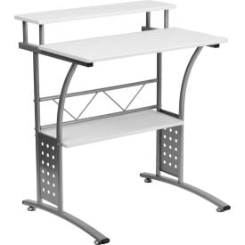 Flash Furniture Clifton Computer Desk with Top and Lower Storage Shelves White -CLIFTON-WH-GGNAN