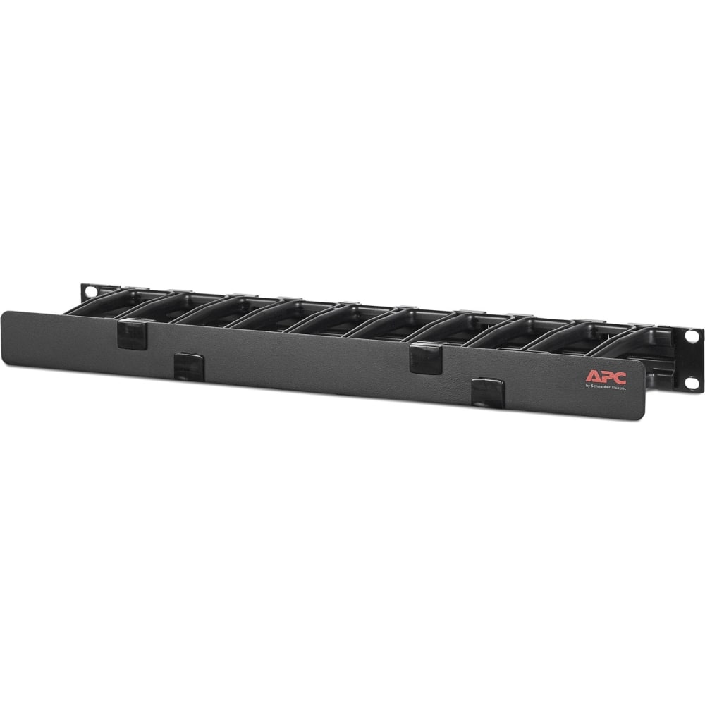 APC by Schneider Electric Horizontal Cable Manager, 1U x 4in Deep, Single-Sided with Cover - Cable Manager - Black - 1U Rack Height - 19in Panel Width - TAA Compliant MPN:AR8602A