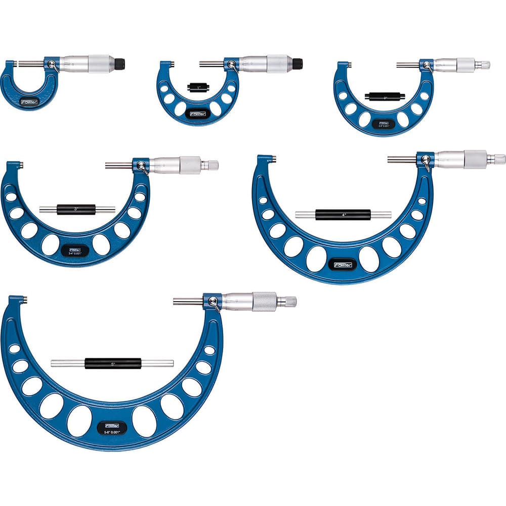 Mechanical Outside Micrometer Sets, Minimum Measurement (Decimal Inch): 0.0000 , Maximum Measurement (Decimal Inch): 6.0000 , Accuracy (Decimal Inch): +/-.001  MPN:522536001