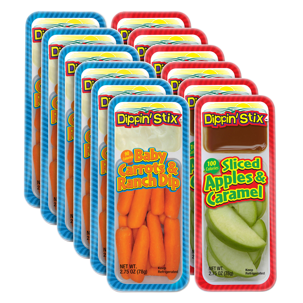 Dippin Stix Baby Carrots And Ranch Dip & Caramel Apples, 2.75 Oz, Pack Of 12 (Min Order Qty 2) MPN:810050889803