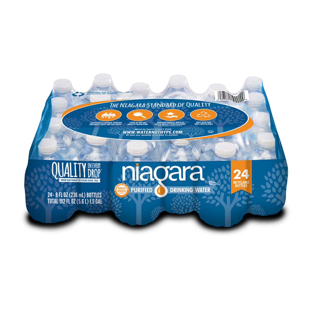 Niagara Purified Drinking Water Bottles, 8 Fl Oz, Pack Of 24 Bottles (Min Order Qty 7) MPN:NDW8OZ24PDRPBN