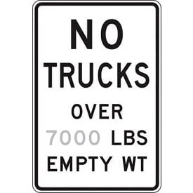 AccuformNMC No Trucks Over Lbs Empty Wt Semi-Custom Traffic Sign Aluminum 36