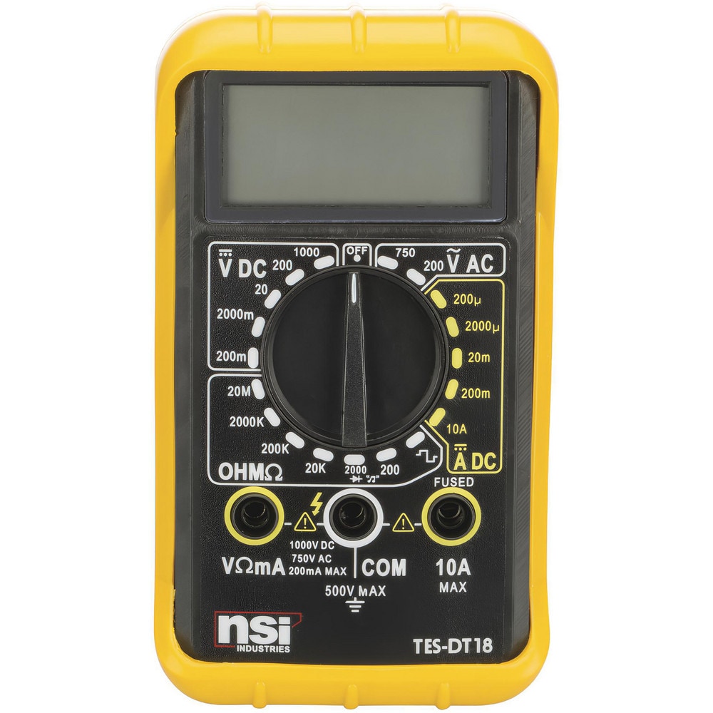 Multimeters, Multimeter Type: Digital , Measures: AC Voltage, Amps, Continuity, DC Voltage, Diode Test , Maximum AC Current (mA): 200  MPN:TES-DT18