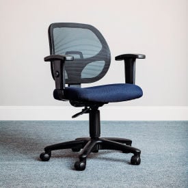 Interion® Mesh Office Chair With Mid Back & Adjustable Arms Fabric Blue 436BL277