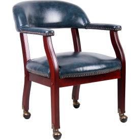 Boss Ivy League Executive Captain's Chair with Casters - Vinyl - Blue B9545-BE