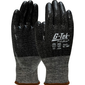 G-Tek® PolyKor Seamless Knit Blended CR Gloves Silicone Coated ANSI A7 XL Black 12 Pair 16-473/XL