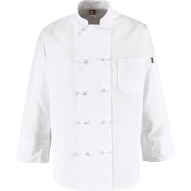 Chef Designs 10 Button-Front Chef Coat Knot Buttons White Polyester XL 0421WHRGXL
