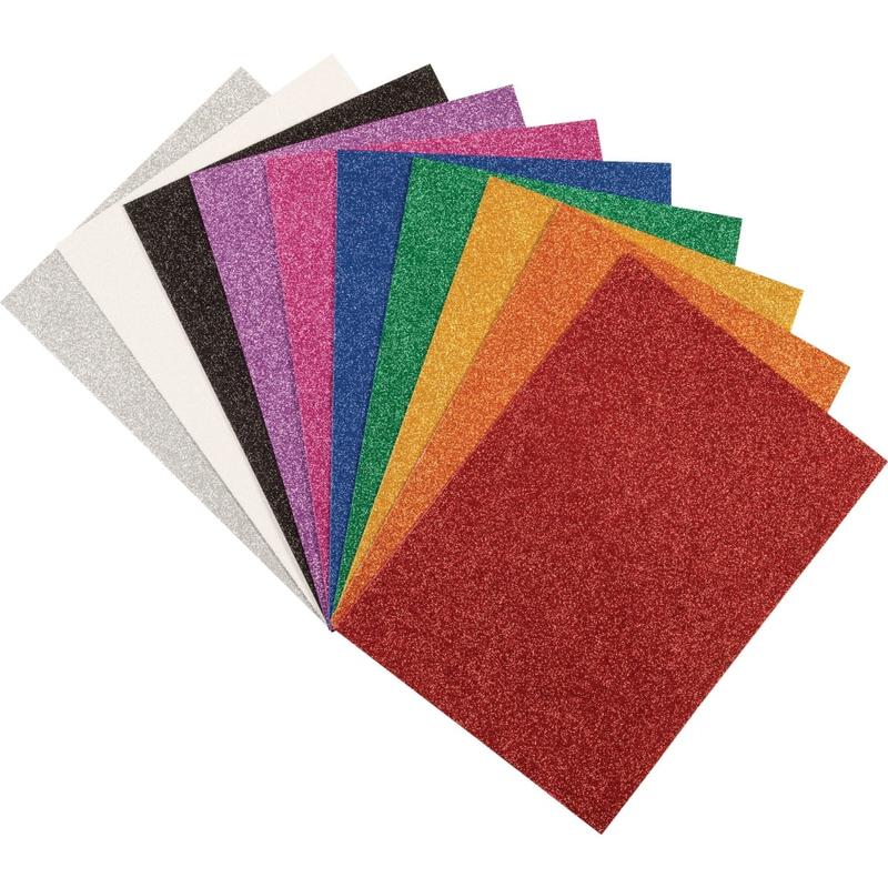 Creativity Street 9x12 Wonderfoam Glitter Sheets - Art Project, Craft Project - 8.50in x 8.25in11.70in - 10 / Pack - White, Silver, Gold, Orange, Red, Pink, Green, Blue, Purple, Black - Foam (Min Order Qty 5) MPN:AC4344