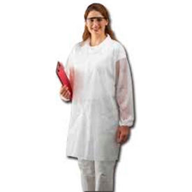 Polypropylene Lab Coat No Pockets Open Wrists Snap Front Single Collar White 4XL 30/CS LC0-WO-NW-4XL