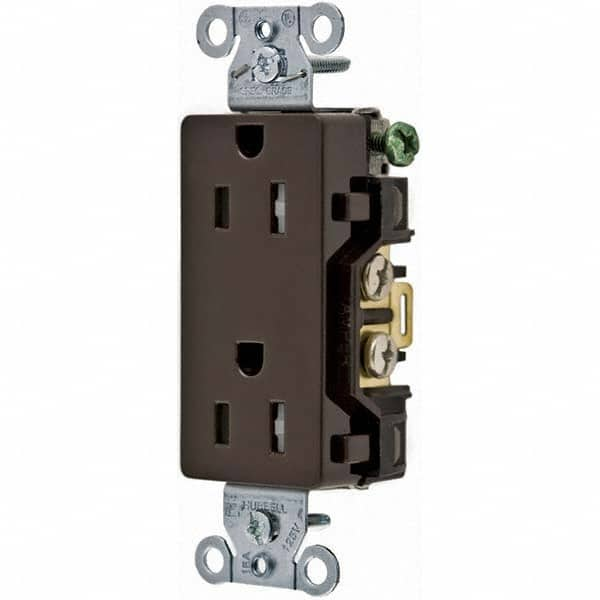 Straight Blade Duplex Receptacle: NEMA 5-15R, 15 Amps, Self-Grounding MPN:DR15TR