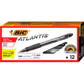 BIC® Velocity Atlantis Bold Retractable Ballpoint Pen 1.6mm Black Ink Smoke Barrel Dozen VLGB11-BK