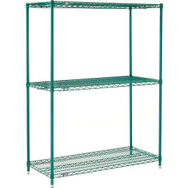 Nexel® 3 Shelf Poly-Green® Wire Shelving Unit Starter 60