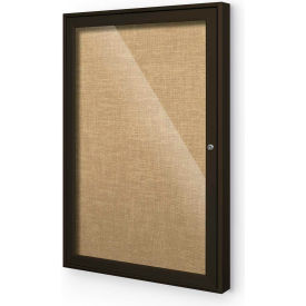 Balt® Indoor Enclosed Bulletin Board - 1 Door - Cork - Coffee Aluminum Frame - 24