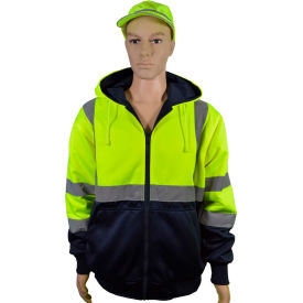 Petra Roc 20 Oz. Reversible Zip-Up Hooded Sweatshirt ANSI Class 3 Lime/Navy 2X LNRVDWZHSW-C3-2XL LNRVDWZHSW-C3-2X