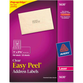 Avery® Easy Peel Laser Mailing Labels 1 x 2-5/8 Clear 750/Box 5630