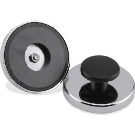 Master Magnetics Ceramic Round Base Magnets HMKR-80 with Knob 95 Lbs. Pull Nickel - Chrome Plating HMKR-80