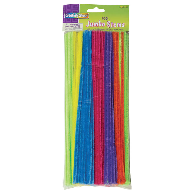 Creativity Street Jumbo Chenille Pipe Cleaners, 12in 1/4in, Neon, Pack of 100 (Min Order Qty 19) MPN:711004