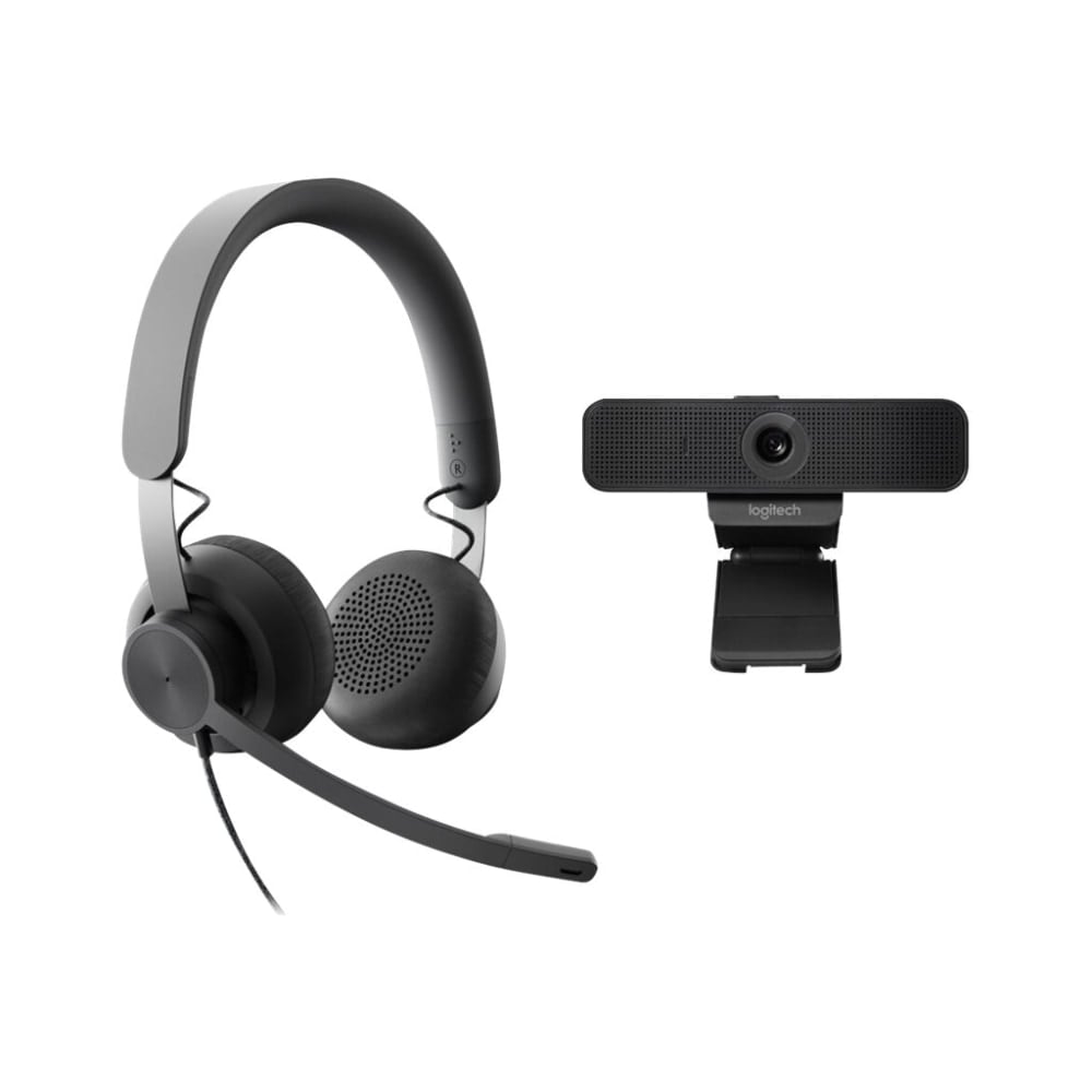 Logitech Zone Teams Wired Noise Cancelling On-ear Headset with C925e Webcam - Video conferencing kit (Logitech C925e Webcam, Logitech Zone Wired USB-C headset) MPN:991-000340