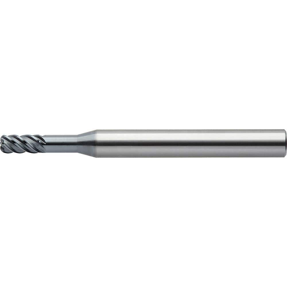 Corner Radius End Mill: 4.00 mm Dia, 8.00 mm LOC, UT Coated, Corner Radius End, Centercutting Series CXLRS MPN:2365400