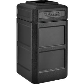 GoVets™ Square Plastic Waste Receptacle With Flat Lid 42 Gallon Black 413BK641