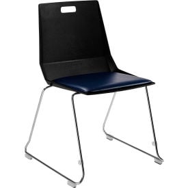 NPS® LuvraFlex Chair Poly Back/Padded Chrome Frame Black/Blue Seat LVC10-11-04