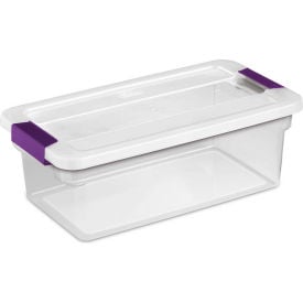 Sterilite 6 Quart Plastic Storage Box with Latched Lid 14-1/8