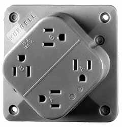 Straight Blade Fourplex Receptacle: NEMA 5-15R, 15 Amps, Self-Grounding MPN:HBL415S