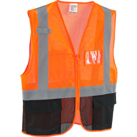 GoVets™ Class 2 Hi-Vis Safety Vest 3 Pockets Mesh Orange/Black L/XL 637OL641