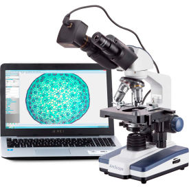 AmScope B120B-10M 40X-2000X LED Binocular Digital Compound Microscope with 3D Stage and 10MP Camera B120B-10M