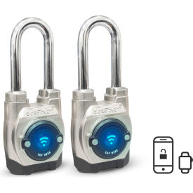 eGeeTouch® 5th Generation Smart Padlock Long Shackle Satin Silver Pack of 2 5-02502-94-2