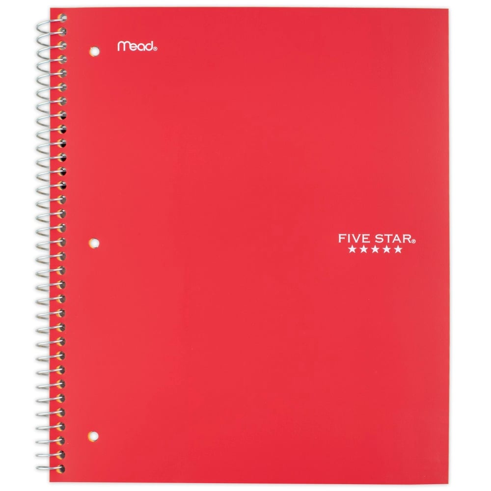 Five Star Wirebound Notebook, 8in x 10-1/2in, 1 Subject, Wide Ruled, 100 Sheets, Fire Red (Min Order Qty 9) MPN:930010CK1-ECM