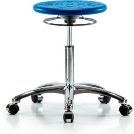 Blue Ridge Ergonomics™ Cleanroom Stool with Casters - Medium Bench Height - Blue CLR-IPMBSO-CR-NF-CC-BLU