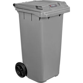 GoVets™ Mobile Trash Container with Lid 32 Gallon Gray 338GY641