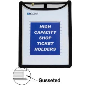 C-Line Products Shop Ticket Holder Gusseted Stitched Both Sides Clear 9 x 12 x 1 15/BX 39912