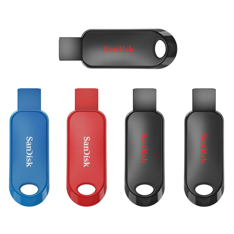 SanDisk Cruzer Snap USB 2.0 Flash Drives, Pack of 5, 32GB, Black, Red, Blue (Min Order Qty 3) MPN:SDCZ62-032G-A5MV