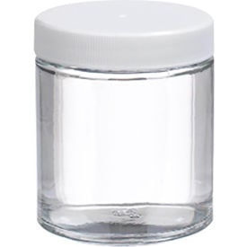 Wheaton® 4 oz Glass Jars Straight Side Clear PP/PTFE Liner Case of 24 W216909