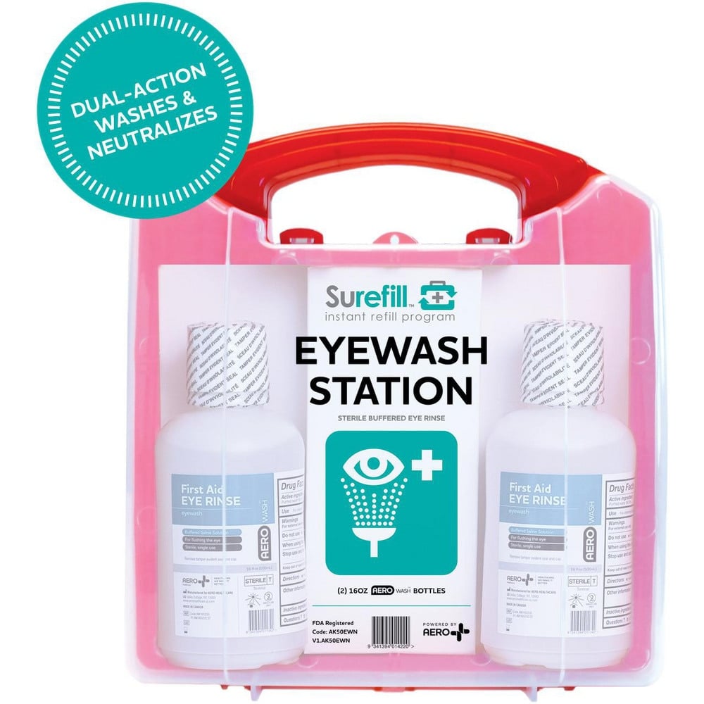 Disposable Eye Wash Bottles & Stations, Type: Double Station , Container Size: (2) 16 oz , Color: Green, White , Shelf Life: 2 , Overall Diameter: 3.500  MPN:AK50EWN