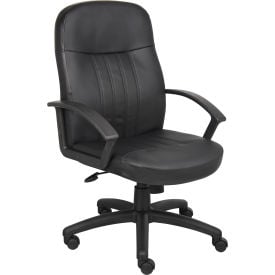 Interion® Executive Office Chair With High Back & Fixed Arms Synthetic Leather Black 9805B62