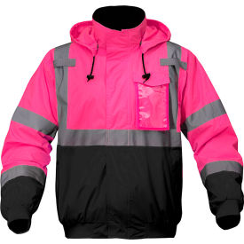 GSS Safety High Visibility Waterproof Bomber Jacket NON-ANSI LG/XL Pink/Black 8019-LG/XL