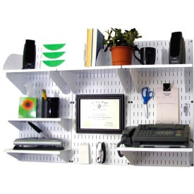 Wall Control Office Wall Mount Desk Storage and Organization Kit White 48