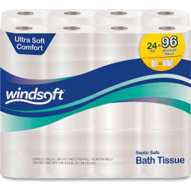 Windsoft® Premium Bath Tissue Septic Safe 2-Ply Wht 4 x 4 284 Sheets/Roll 24 Rolls/Ctn WIN24244