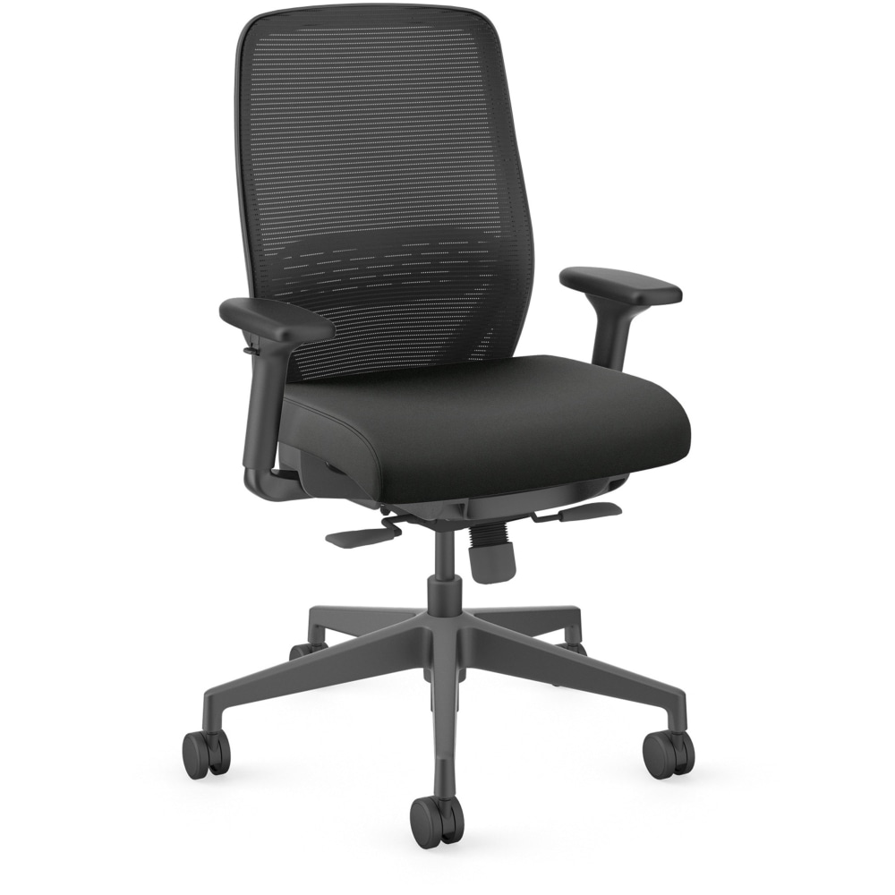 HON Nucleus Task Chair KD - Black Vinyl Seat - Black Back - Armrest - 1 Each MPN:NR11SAMU10BT