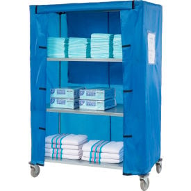 Nexel® Galvanized Steel Linen Cart with Nylon Cover 4 Shelves 48