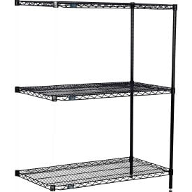 Nexel® 3 Shelf Black Epoxy Wire Shelving Unit Add On 24