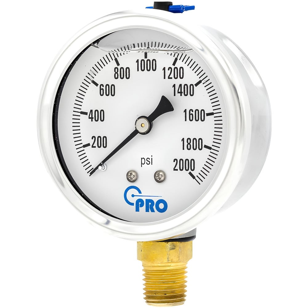 Pressure Gauges, Gauge Type: Pressure Single Scale , Scale Type: Single , Accuracy (%): 3-2-3% , Dial Type: Analog , Thread Type: NPT  MPN:PRO-201L-254O-1