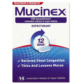 Mucinex 63824-02314 Max Strength Expectorant 14 Tablets per Bottle 63824-02314