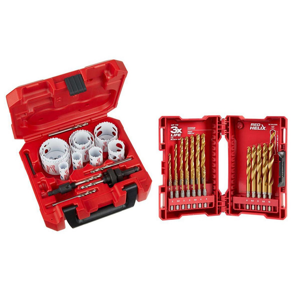 Hole Saw Kits, Minimum Saw Diameter (Decimal Inch): 3/4 , Maximum Saw Diameter (Decimal Inch): 2-1/2 , Number of Hole Saws: 9  MPN:1545699/3552725