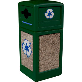 Commercial Zone® PolyTec™ Recycling Container w/ Riverstone Panels 42 Gal Cap. Green 722854K